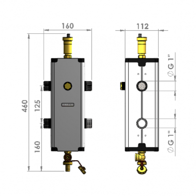 SEPARATOR HIDRAULIC OGC-P-2-H-NO-I,AXE 125MM-1"ЗРx1"1/2НГ PANA LA 58kW