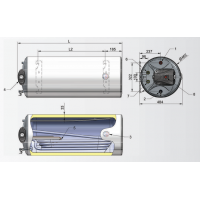 BOILER EMAILAT ELDOM MIXT 150 LT, 1 SERPENTINA, orizontal