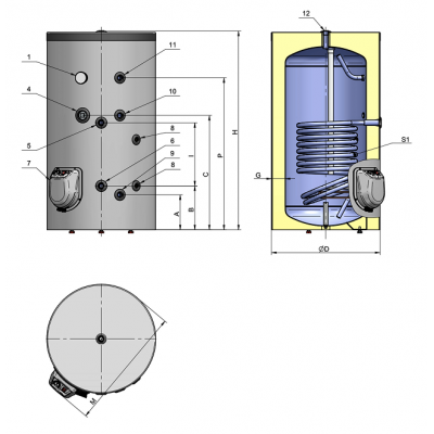 BOILER EMAILAT GALANTA TITAN GREEN LINE 300 LT, 1 SERPENTINA
