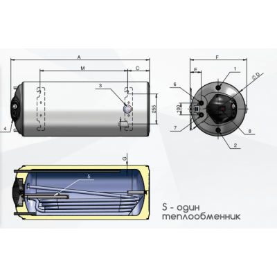 BOILER EMAILAT GREEN LINE 100 LT, 1 SERPENTINA ORIZONTAL