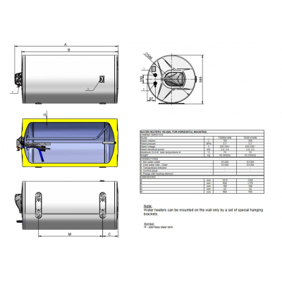BOILER EMAILAT GREEN LINE 100 LT, 1 SERPENTINA ORIZONTAL