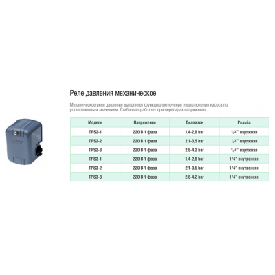 PRESOSTAT TPS2-1 CU PIULITA 1/4 F