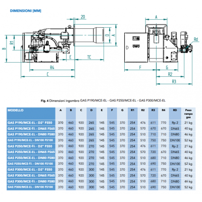 ARZATOR GAZ P300/M CE TL.ELEC, 1395-3488kWMETAN