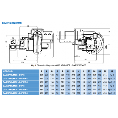 ARZATOR GAZ XP40/M CE TC 151-348KW METAN