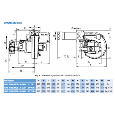 ARZATOR GAZ XP60/M CE-LX TC 232-522KW METAN