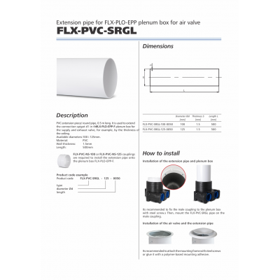 PRELUNGIRE PT PLENUM 500 MM FLX-PVC-SRGL-125-0050 PRELUNGIRE PT PLENUM 500 MM FLX-PVC-SRGL-125-0050