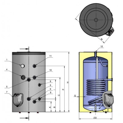 BOILER EMAILAT ELDOM TITAN GREEN LINE 200 LT, 1 SERPENTINA
