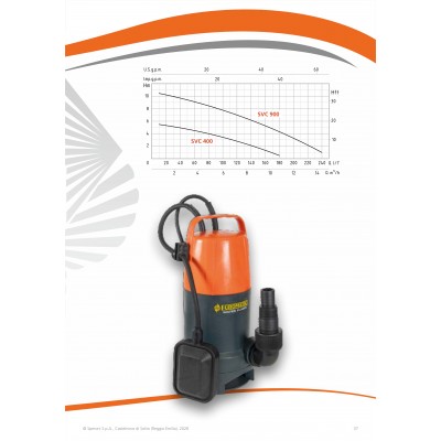 POMPA SUBMERS.EVACUARE APE UZATE EL.EUMA SVC 900, 230 V~50Hz, 0,9kW