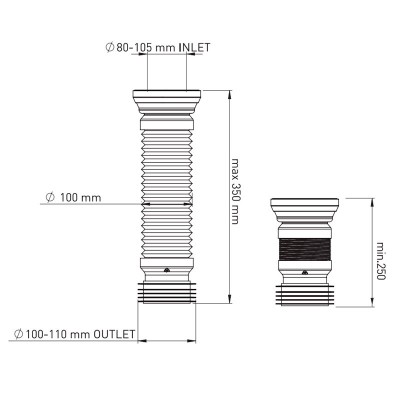 TEAVA GOFRATA WC L500MM "NOVA PLASTIC" TEAVA GOFRATA WC L500MM "NOVA PLASTIC"