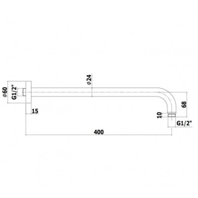 BRAT DUS LUSSO D.24 L400MM NEGRU MAT
