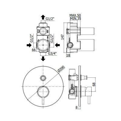 MISCELATOR DUS LIGHT INGROPAT, CU DEVIATOR, NEGRU MISCELATOR DUS LIGHT INGROPAT, CU DEVIATOR, NEGRU