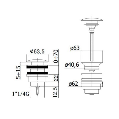 VENTIL DE SCURGERE ALB OPAC TIP CLIC-CLAC SCURT 1 1/4" VENTIL DE SCURGERE ALB OPAC TIP CLIC-CLAC SCURT 1 1/4"