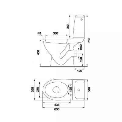 VAS WC COMPACT CERSANIT EKO NEW ALIM.INFER.CAPAC PP ORIZONTAL