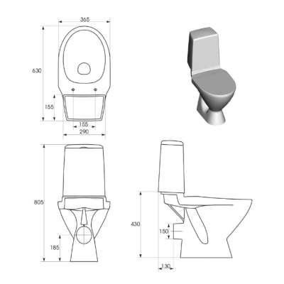 VAS WC COMPACT CERSANIT ARCTIC NEW ALIM.INFER.CAPAC PP ORIZONTAL