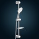 BARA DUS CU DIF.130MM PE SUP.REGL.+TUB.FLEX.DELUXE 150CM GRI ARGINTIU BARA DUS CU DIF.130MM PE SUP.REGL.+TUB.FLEX.DELUXE 150CM GRI ARGINTIU
