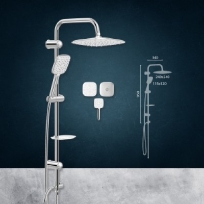BARA DUS CU DIFUZOR 240x240MM PE SUPORT REGLABIL AQUA CHROME 150CM BARA DUS CU DIFUZOR 240x240MM PE SUPORT REGLABIL AQUA CHROME 150CM