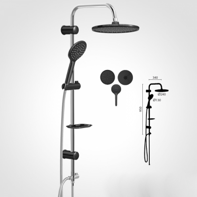 BARA DUS CU DIFUZOR SUS 240MM SI DIFUZ.PE SUP.REGL.DELUXE BLACK BARA DUS CU DIFUZOR SUS 240MM SI DIFUZ.PE SUP.REGL.DELUXE BLACK