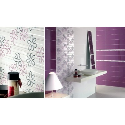 FRIZ VOGUE LISTELLO FIORI NERO-MALVA.3, 6x60