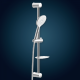 BARA DUS CU DIF.130MM PE SUP.REGL.+TUB.FLEX.DELUXE 150CM GRI ARGINTIU BARA DUS CU DIF.130MM PE SUP.REGL.+TUB.FLEX.DELUXE 150CM GRI ARGINTIU