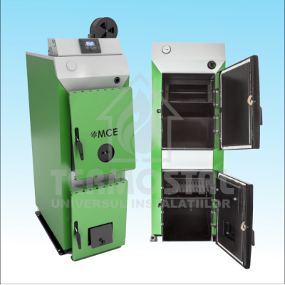 CAZAN COMBUSTIBIL SOLID MCE AGRO V1 30KW CU PANOU COMANDA+VENTILATOR