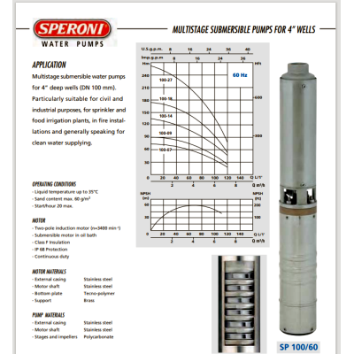 POMPA SUBMERSIBILA SPM 100-14, 230 V~50Hz, 1,10 kW POMPA SUBMERSIBILA SPM 100-14, 230 V~50Hz, 1,10 kW