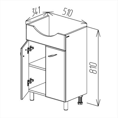 DULAP PENTRU BAIE PE PARDOSEALĂ BAYRO DALAS SUB LAVOAR ALBA 540 ALB, LAVOAR APLICAT SANOVIT ALBA 540X450X160 DULAP PENTRU BAIE PE PARDOSEALĂ BAYRO DALAS SUB LAVOAR ALBA 540 ALB, LAVOAR APLICAT SANOVIT ALBA 540X450X160