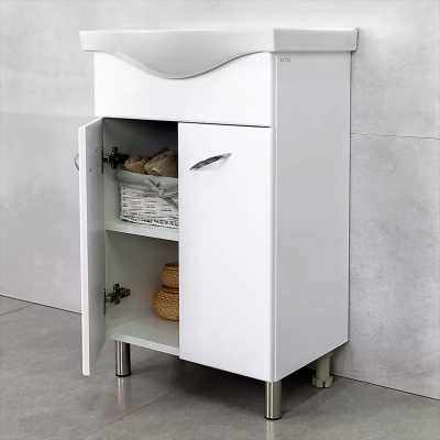 DULAP PENTRU BAIE PE PARDOSEALĂ BAYRO DALAS SUB LAVOAR ALBA 540 ALB, LAVOAR APLICAT SANOVIT ALBA 540X450X160 DULAP PENTRU BAIE PE PARDOSEALĂ BAYRO DALAS SUB LAVOAR ALBA 540 ALB, LAVOAR APLICAT SANOVIT ALBA 540X450X160