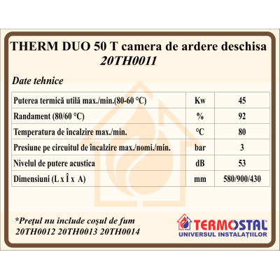 THERM DUO 50 T camera ardere deschisa THERM DUO 50 T camera ardere deschisa