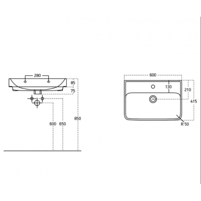 LAVOAR SANOVIT ISIK 850x440x165CM PENTRU MOBILIER