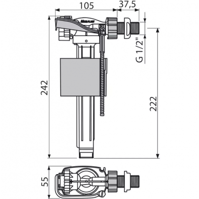FLOTOR ALCAPLAST A160 3/8" ALIMENTARE LATERALA METAL