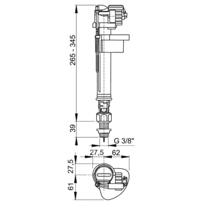 FLOTOR ALIMENTARE LATERALA FILET METALIC PT VAS WC 1/2