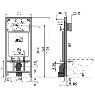 REZERVOR WC INGROPAT  COMFORT + CADRU METALIC