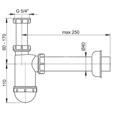SIFON LAVOAR ALCAPLAST D.1 1/4 x 40 A43 1 1/4" 40