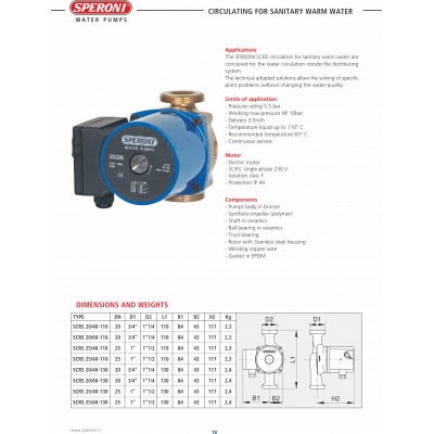 POMPA DE CIRCULATIE SCRS 25/60 - 130 S/CE BRONZ PT ACM CLASA C