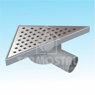 CANAL SCURGERE DUS ORIZONTAL TRIUNGHI D.50 20*20CM 360* G.INOX CANAL SCURGERE DUS ORIZONTAL TRIUNGHI D.50 20*20CM 360* G.INOX